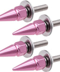 Dope Spiked License Plate Screws Fasteners Kit For Cars Trucks And Motorcycles Decorative Pink Anti Theft Stainless Steel And Aluminum Bolts Fits Most Vehicles Easy Install