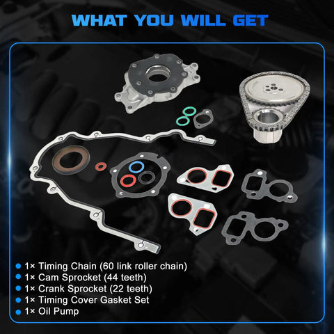 Timing Chain Kit With M295 Oil Pump And Gasket components for G8 H2 CTS Escalade ESV Escalade EXT Avalanche 1500 Silverado engines