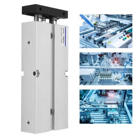 Double Rod Pneumatic Air Cylinder 20mm Bore 75mm Stroke Aluminum Alloy Double Acting Built Tough With Hard Oxidation Treatment