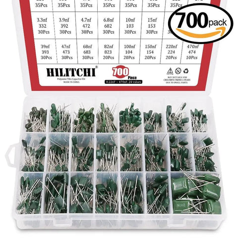 Dope Mylar Film Capacitor Kit With 700 Pieces And 24 Values From 0.22nF To 470nF At 100V Tolerance 5 Percent in case