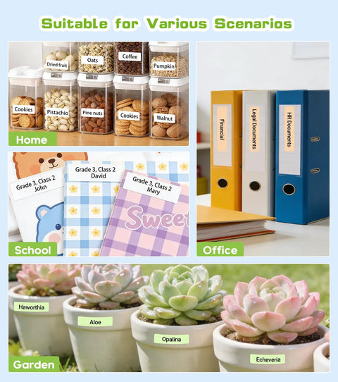 Slick Portable Bluetooth Label Maker With Included Tape, Compact Mini Label Printer for labeling jars, files, and plants.