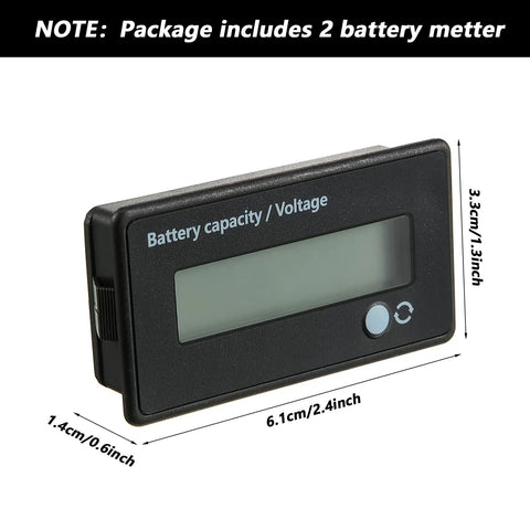 Two Piece Battery Indicator Voltage Meter DC 12V To 84V With Alarm For Golf Cart, Lithium Ion Battery Capacity Monitor, Auto Detects Voltage, Green Display, Replacement Gauge For EVs And Golf Carts