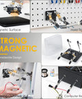 Soldering Station Holder With Storage Box And Third Hand Tool, All In One 4x4 Inch Metal Non Slip Base With Adjustable Arms for Electronics
