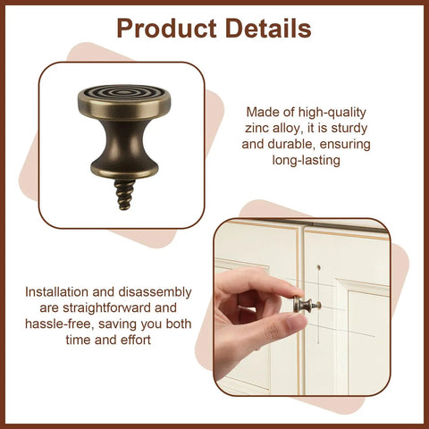 12 Piece Small Drawer Knobs Set Mini Round Cabinet Pulls built in zinc alloy with self tapping screws for easy installation