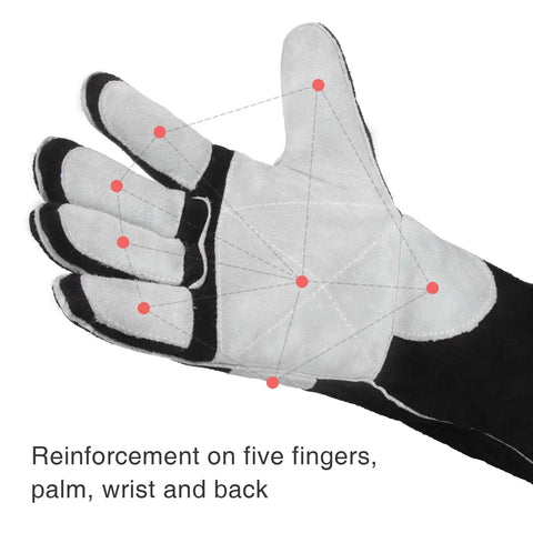 Close-up of Leather Forge MIG Welding Gloves With Kevlar Stitching For Heat And Fire Resistance And Palm Reinforcements