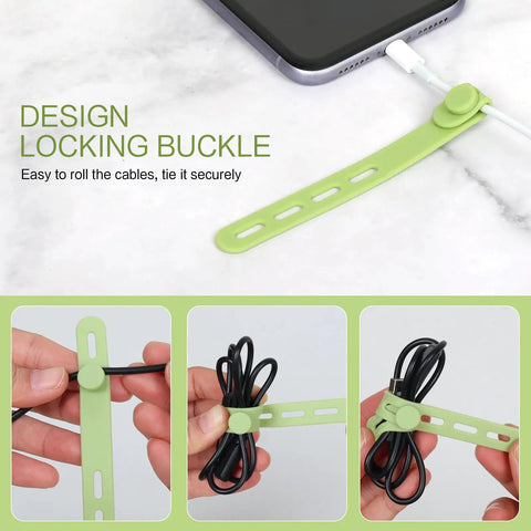 24 Piece Silicone Cable Ties Pack With Locking Buckles Reusable And Washable Adjustable Straps For Cable Management No Fuss