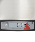 Front view of 22-Pound Digital Portion Control Scale With Tare And Hold, NSF stainless steel platform, digital display showing 0.0
