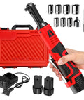 Electric Ratchet Wrench Set with 16.8V Cordless Power, 40 Ft Lbs Torque, 550 RPM, 3/8 Inch Drive, case, sockets, charger, batteries