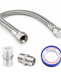 High Grade Top Shelf Air Compressor Jumper Hose 1/2 Inch Npt X 20 Inch Flexible Braided Tube with fittings and PTFE tape.