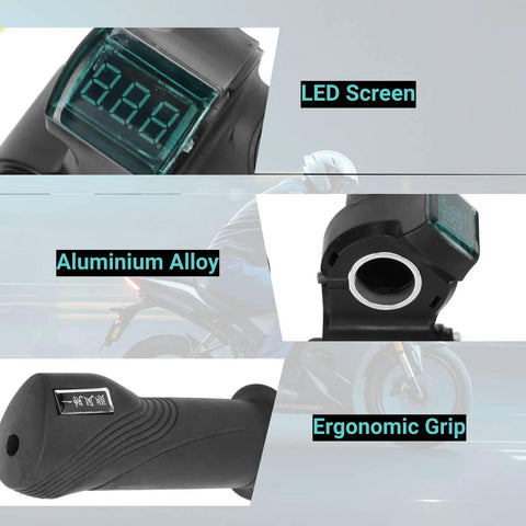 Electric Bike Throttle Grip With Lock Blue Screen Handlebar For Riding 12V To 99V Voltage Auto Detect Compatible Spare Parts One Pair Easy Install Plug And Play High Performance Throttle For A Smooth Ride