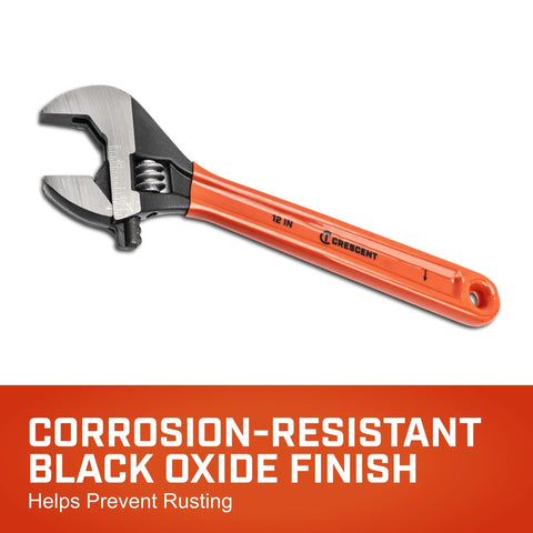 Beefy 12 Inch Adjustable Wrench With Cushion Grip Black Oxide Finish Hex Jaw For Secure Grip Carded Packaging Durable DIY Heavy Duty Tool AT212CVS