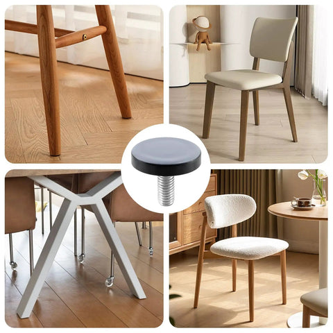 Set Of 8 Adjustable Leveling Feet With M8 Bolt Screw-On Base And Four-Claw Nail, Heavy Duty Furniture Glides With PTFE Bottom, Metal Bolt, Stable 1.18 Inch Foot For Cabinets, Tables, Desks And Appliances on chair and table legs