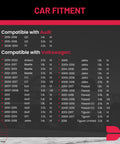Car fitment chart for Drop In Rear Wheel Bearing And Hub Assembly For Audi Q3 TT 2008 2018 And VW models, listing compatibility details.