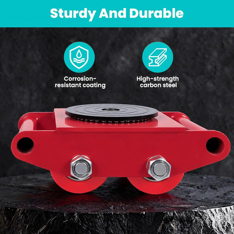 Beefed-Up Heavy Duty 4-Piece Machinery Skate Dolly Set With 20,000 Lbs Capacity 10 Ton Industrial Mover Carbon Steel Build