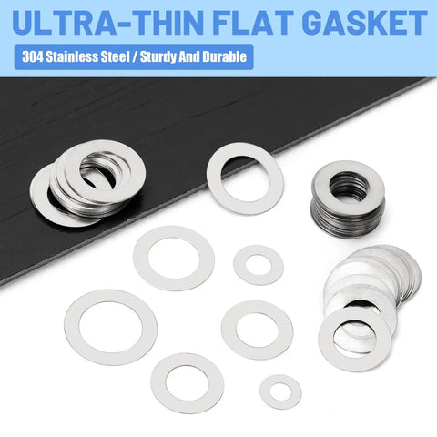 175 Piece Stainless Steel Thin Flat Washers Set M4 M5 M6 M8 M10 M12 With Storage Box Ultra Thin Fender Washers For Household DIY Pro Grade Automotive Industrial Woodworking Fasteners, 304 steel assorted sizes