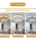 Crystal Ceiling Light Chandelier LED Flush Mount With Three Color Temperatures Modern Sparkling Lighting Fixture in three settings