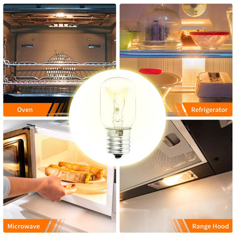 E17 Base 40W 125V Microwave Light Bulbs 2 Pack For GE Kenmore Whirlpool LG Maytag Amana Over The Range Microwaves Surface