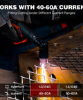 AG-60 Plasma Cutter Torch Consumables Kit 24 Pcs.040 In use with metal grid showing welding process.