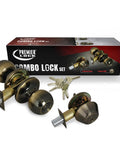Entry Door Knob Deadbolt Combo Lock Set In Antique Brass 6 Pack With Adjustable Latch Single Cylinder Deadbolt Keyed Differently