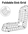 Heavy Duty Foldable Sink Protector Grid With Center Drain And Rounded Corners No Fuss Stainless Steel Drop In Sink Bottom Rack