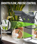 Programmable Solar Drip Irrigation System for Indoor Houseplants with auto shut off and dual power, showing anti-siphon valve and filter.