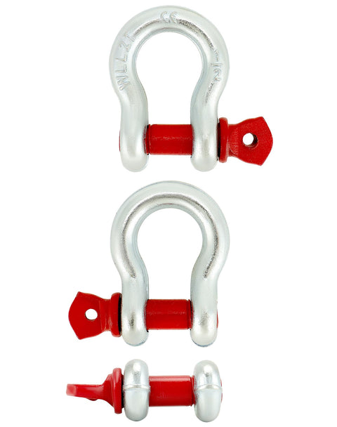 Heavy Duty Half Inch Anchor Shackles Alloy Screw Pin Forged Carbon Steel Ten Pack D Ring Shackles Two Ton 4400 Lbs Working Load Limit Built Tough For Rigging Lifting And Towing with red screw pin