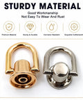 10 Pack Rotatable Ball Head D Ring Stud Buttons For DIY Leather Purses And Backpacks Belts 180 Degree Swivel Metal Rings With Golden Finish Dope Craft Hardware For Bags And Accessories, gold and silver