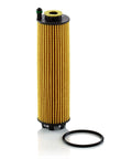 Premium Engine Oil Filter Cartridge HU 6028 Z Direct Drop In Replacement For Mercedes Benz with rubber seal, upright view.