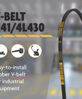 Beefy Heavy Duty Wrapped V Belt One Half Inch By 43 Inch Outside Circumference For A41/4L430 And A/4L Systems rubber belt