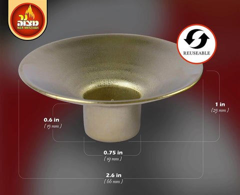 Reusable Metal Candlestick Liners With Drip Guards And Safety Pin Secures Candles Upright, Nickel Plated Bobeches shown close-up