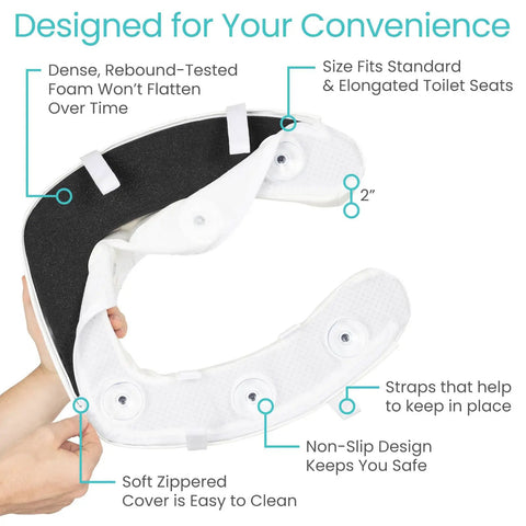 Ultra Soft Cushioned Toilet Seat Cushion for Added Comfort and Easy Clean Padded Attachment Fits Elongated and Standard Seats