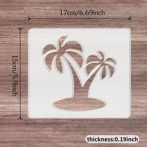 Palm Tree Router Templates, Clear Acrylic Inlay Template for Woodworking, 5mm Thick Decorative Router Jig on wooden background