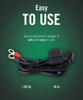 Ring Terminal Harness Cable With SAE Quick Disconnect 18 Inch Cord Adapter For 12V Battery Chargers Easy Quick Connect For Motorcycles Cars ATVs And More Go To Charge Accessory, 18 in