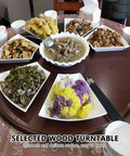 360 Degree Wooden Lazy Susan For Dining Table Quiet Smooth Rotating Serving Tray with various dishes