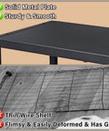 Expandable 110 Lbs Heavy Duty Metal Shelving Unit with solid metal plate and sturdy construction, comparing thin wire shelf