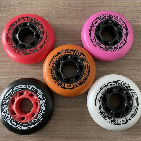 Inline Skate Replacement Wheels Set For 68 72 76 80mm Durometer 92A Outdoor Indoor Asphalt Formula Pink 24mm Wide