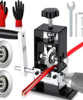 The Real Deal Stainless Steel Wire Stripping Machine Crushes Scrap Copper Wire Handles 0.06 To 1 Inch Cables With Ease Heavy Duty Stripper Tool showing spare blades, gloves, and accessories.