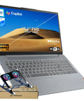 Slim Intel N150 Laptop With 15.6 Inch Fhd Display And 8Gb Ddr5 Ram on a desk with a cooling stand and stunning FHD screen.
