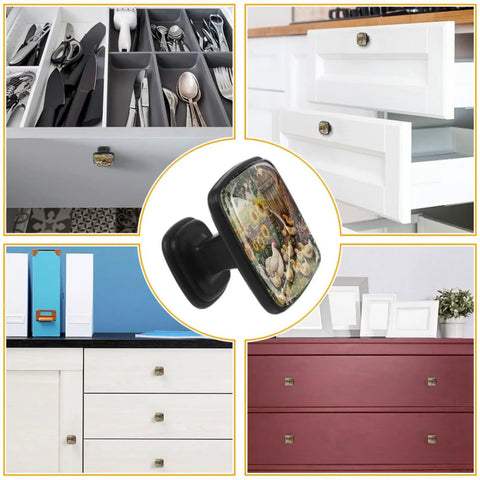 Square Cabinet Knobs 4 Pack Black Glass And ABS Drawer Pulls For Kitchen Cabinets Dressers Bathrooms Cupboards Wardrobes Upgrade