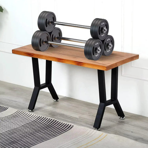 Heavy Duty 16 Inch Metal Table Legs Set Of 2 For DIY Coffee Tables, Black Steel Benchtop Legs, supporting wooden bench