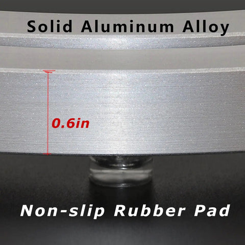 Close-up of 0.6in edge of heavy duty swivel base turntable kit for glass granite or wood tables aluminum alloy rotating plate hardware