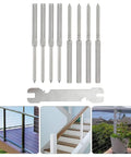 Stainless Steel Cable Railing Kit With Nine Piece Set Right Hand And Left Hand Threaded Lag Screws Three Sixteenth Inch Wrench Included