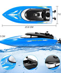 Top and side view of blue RC boat from 3 Pack High Speed RC Boats For Kids And Adults, 2.4G Remote Control Boats For Pool And Lake