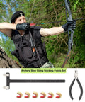 Pro Grade Archery Bow Tuning Kit With T Square Ruler, Nock Pliers, And 6 Brass Nocking Points for recurve bow