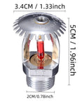 Set Of Two Upright Fire Sprinkler Heads With Half Inch Npt Threads Chrome Plated Copper Housing One Fifty Five Fahrenheit Activation, close-up view of chrome head with red bulb.