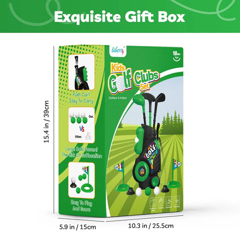 Kid Tested Retractable Toddler Golf Clubs Set With Smooth Rounded Shafts And Jumbo Safety Balls Perfect For Little Swingers Ages One To Four Top Shelf Green Play Gear in elegant gift box design.