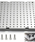 Built Tough 10 By 10 Inch 6061 Aluminum Cnc Fixture Plate Featuring 1/4 20 Threaded Holes, showcasing a grid pattern for secure workholding.