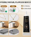 Heavy Duty Jewelry Glue For Gemstones And Metal 120ML Professional Grade with before-after examples of gemstone repair