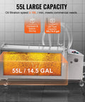Heavy Duty Mobile Fryer Oil Filter Machine Featuring High Performance Pump Assembly Crafted For Commercial Kitchens And Street Carts Crushing Grease Like A Champ On The Daily, showing 55L capacity.