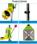 Detail view of Floor Drill Press Stand For Hand Drill With 90 Degree Rotating Clamp, Adjustable Universal Bench Drill Holder components.